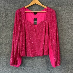 Torrid Pink Sequin Long-Sleeve Top
